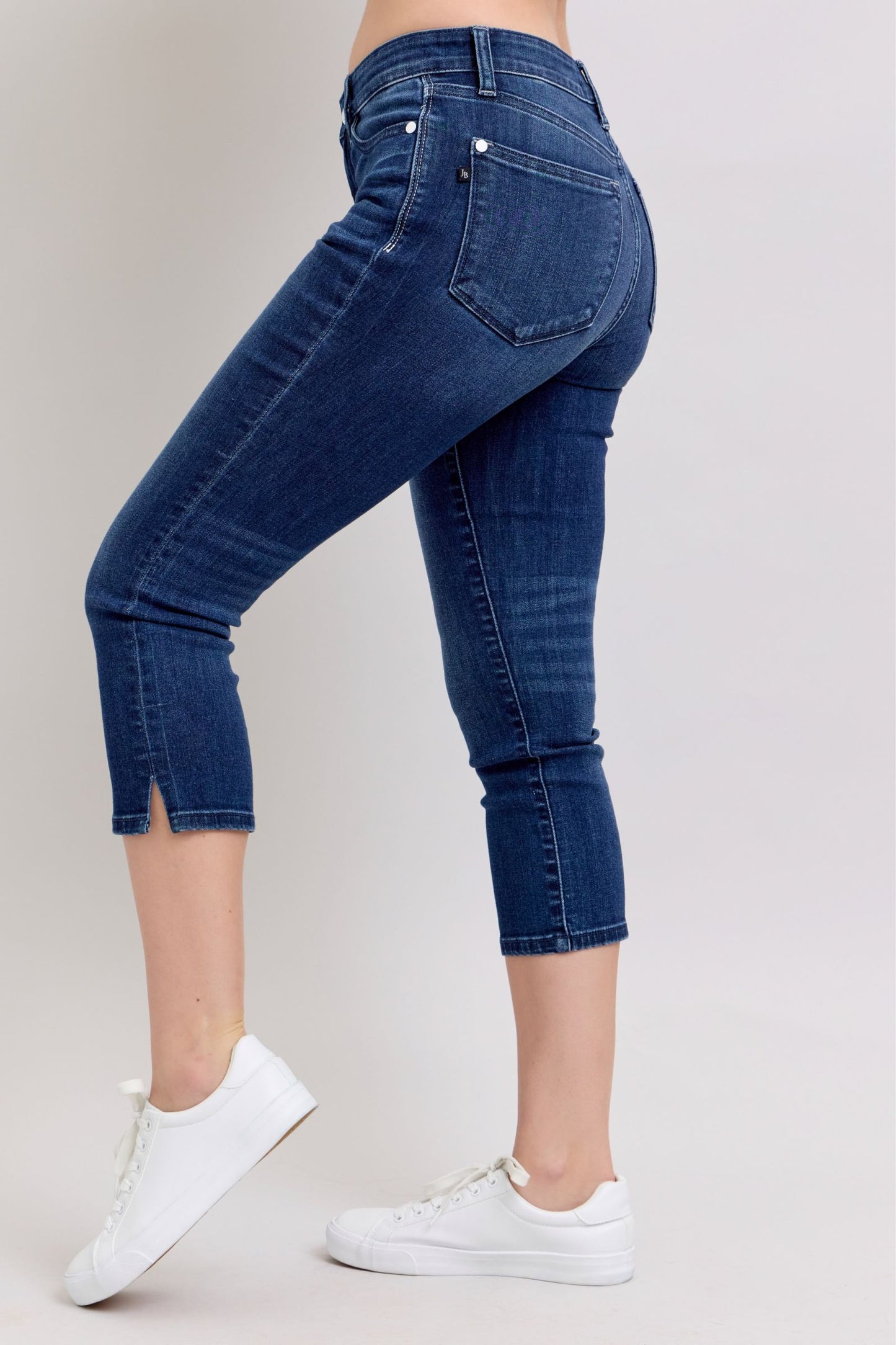 Super Dark Wash Judy Blue Capri Side Slit