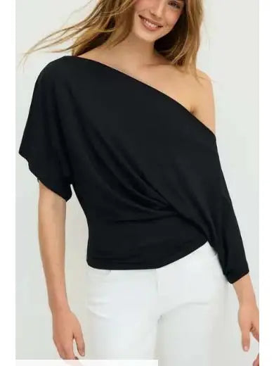 Off-The-Shoulder Batwing Sleeves Knit Top ๐ค
