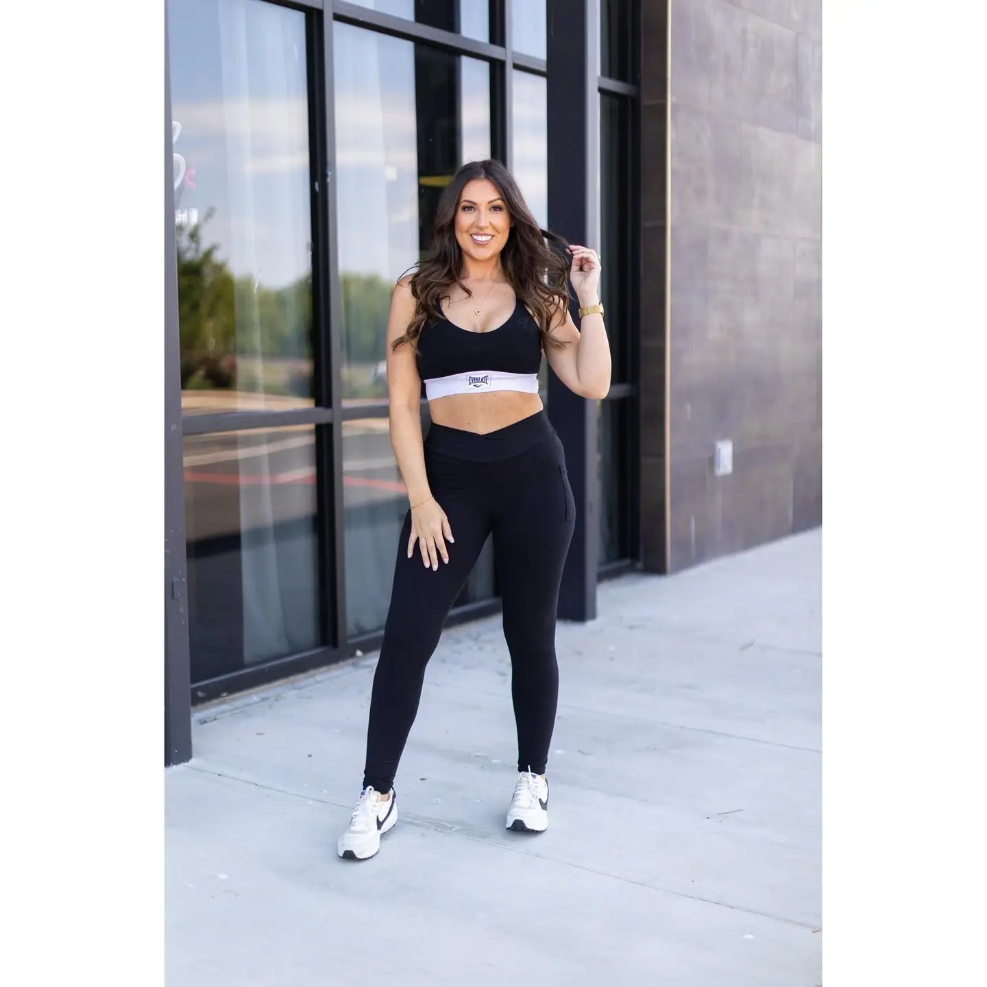 Crossover Black Pocket Full Length Leggings