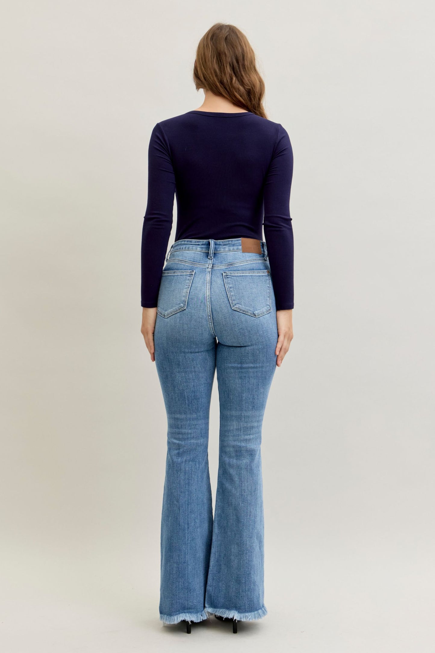 Flare Front Pintuck Detail & Fray Hem Judy Blue