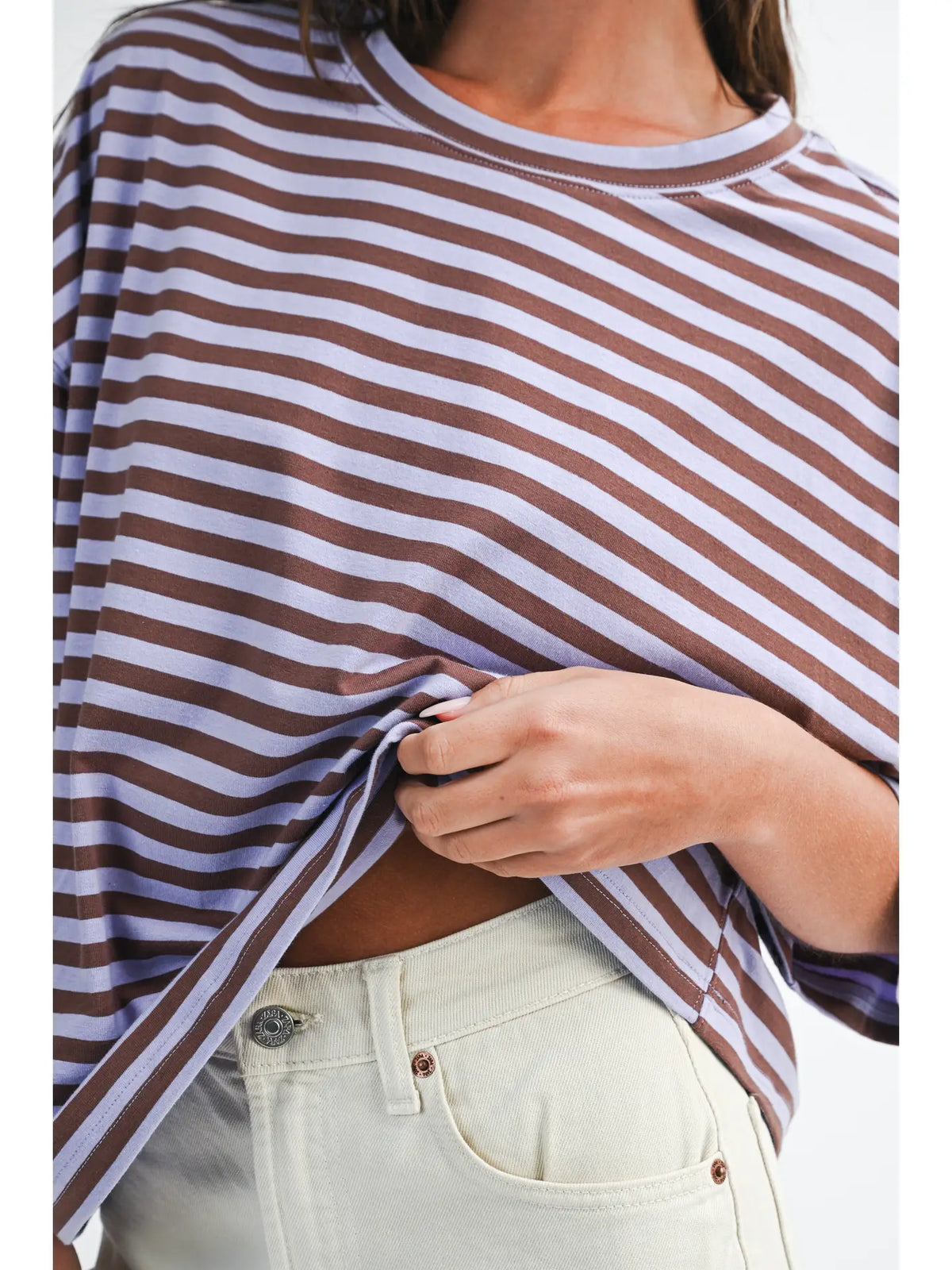 Oversized Stripe Boyfriend Tee ๐๐ค
