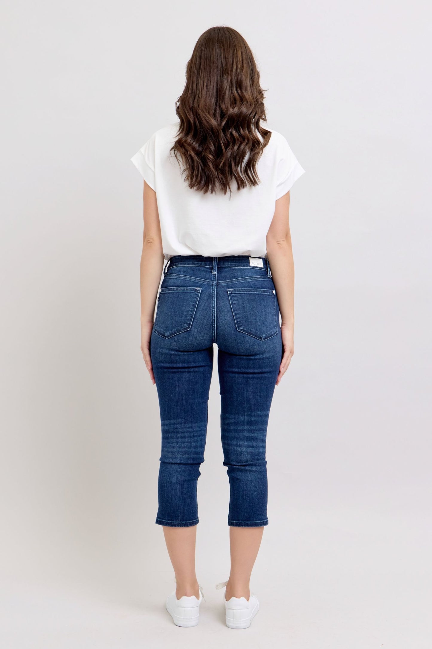 Super Dark Wash Judy Blue Capri Side Slit