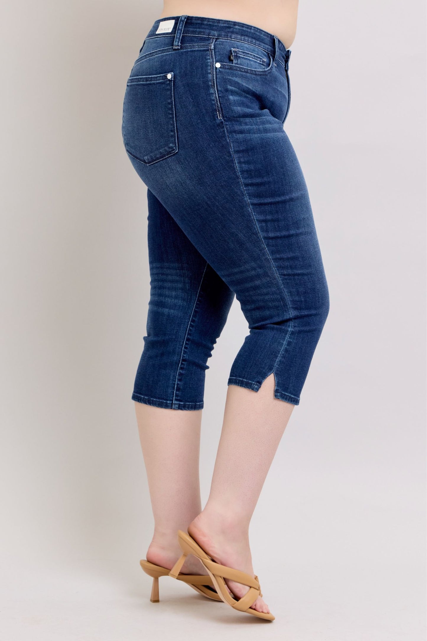 Super Dark Wash Judy Blue Capri Side Slit
