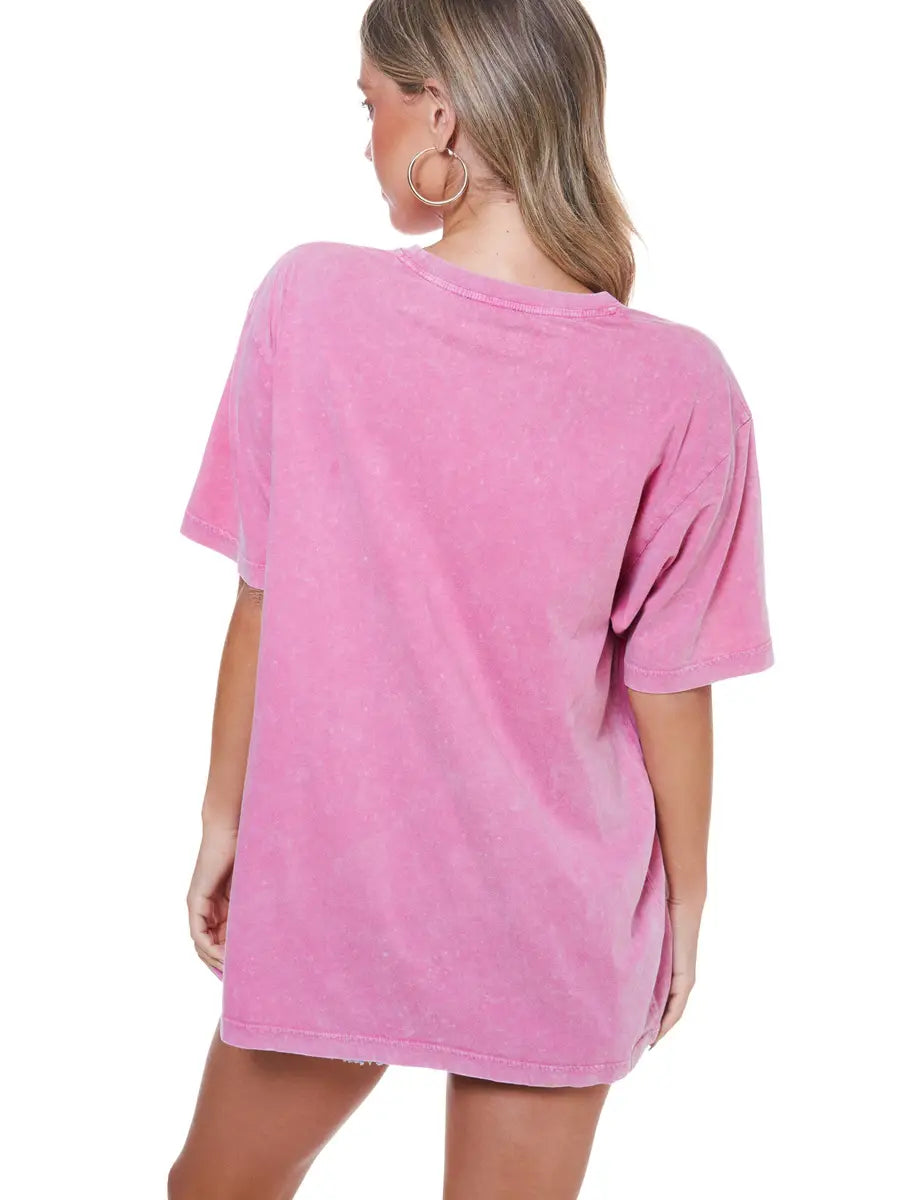 Mineral Washed Boyfriend Fit Tee 🩷
