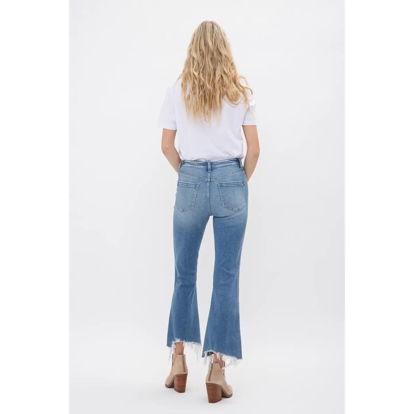 Moscato High Rise Crop Flare with Uneven Hem Mica