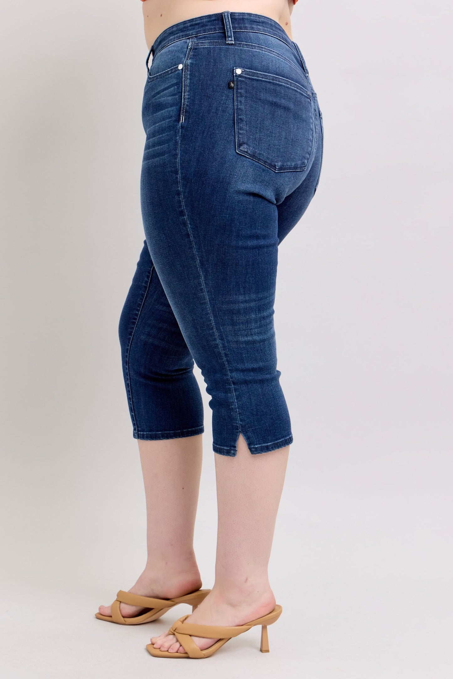 Super Dark Wash Judy Blue Capri Side Slit