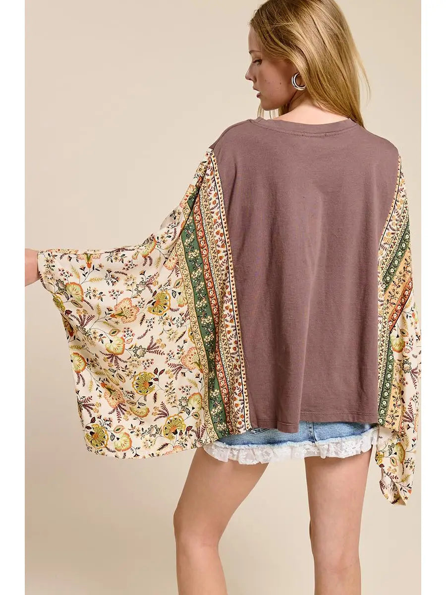 Western Cowboy Leopard Graphic Rustic Sheer Sleeves Kaftan