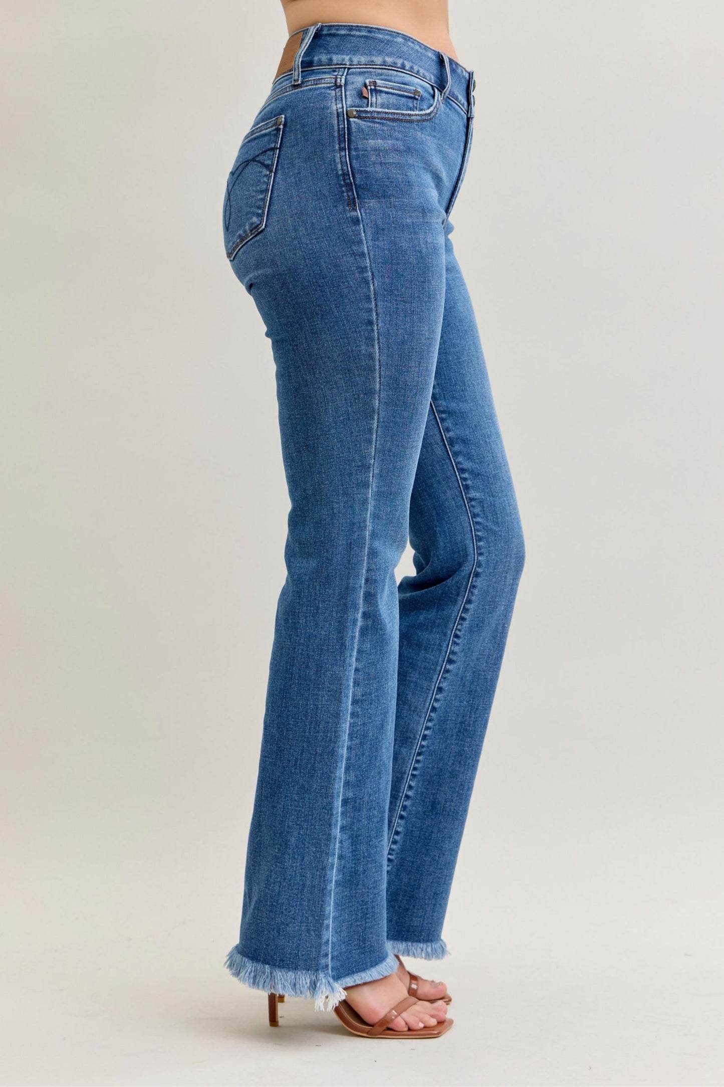 Bootcut Double Button WB & Fray Hem Judy Blue