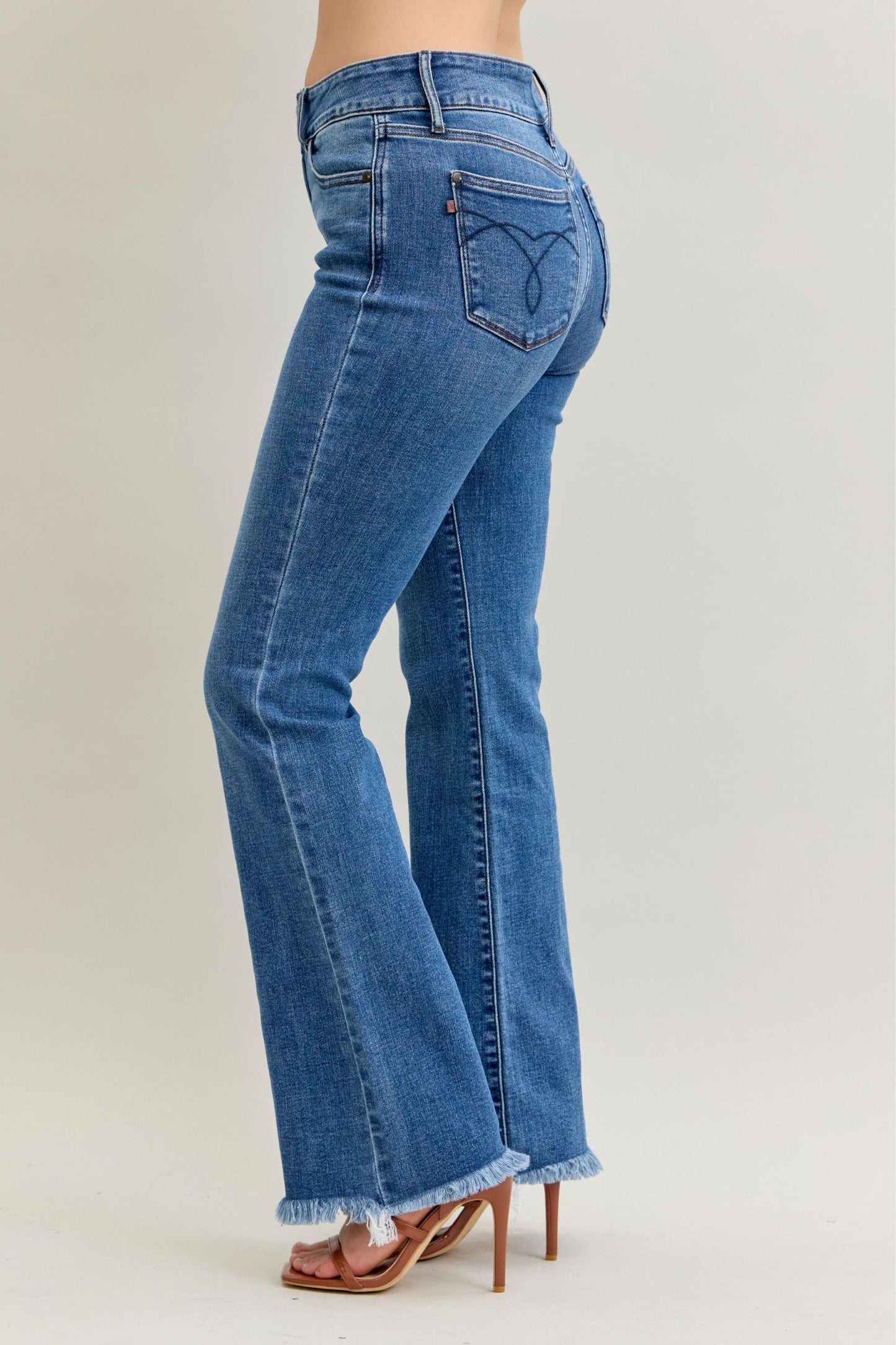 Bootcut Double Button WB & Fray Hem Judy Blue
