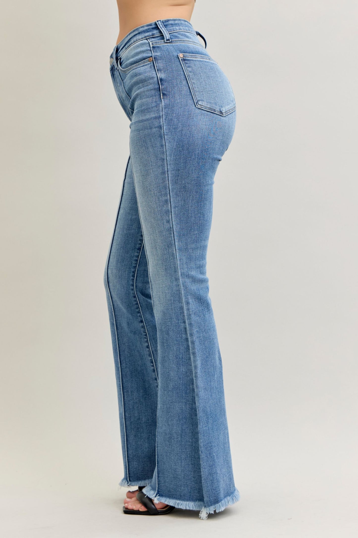 Flare Front Pintuck Detail & Fray Hem Judy Blue