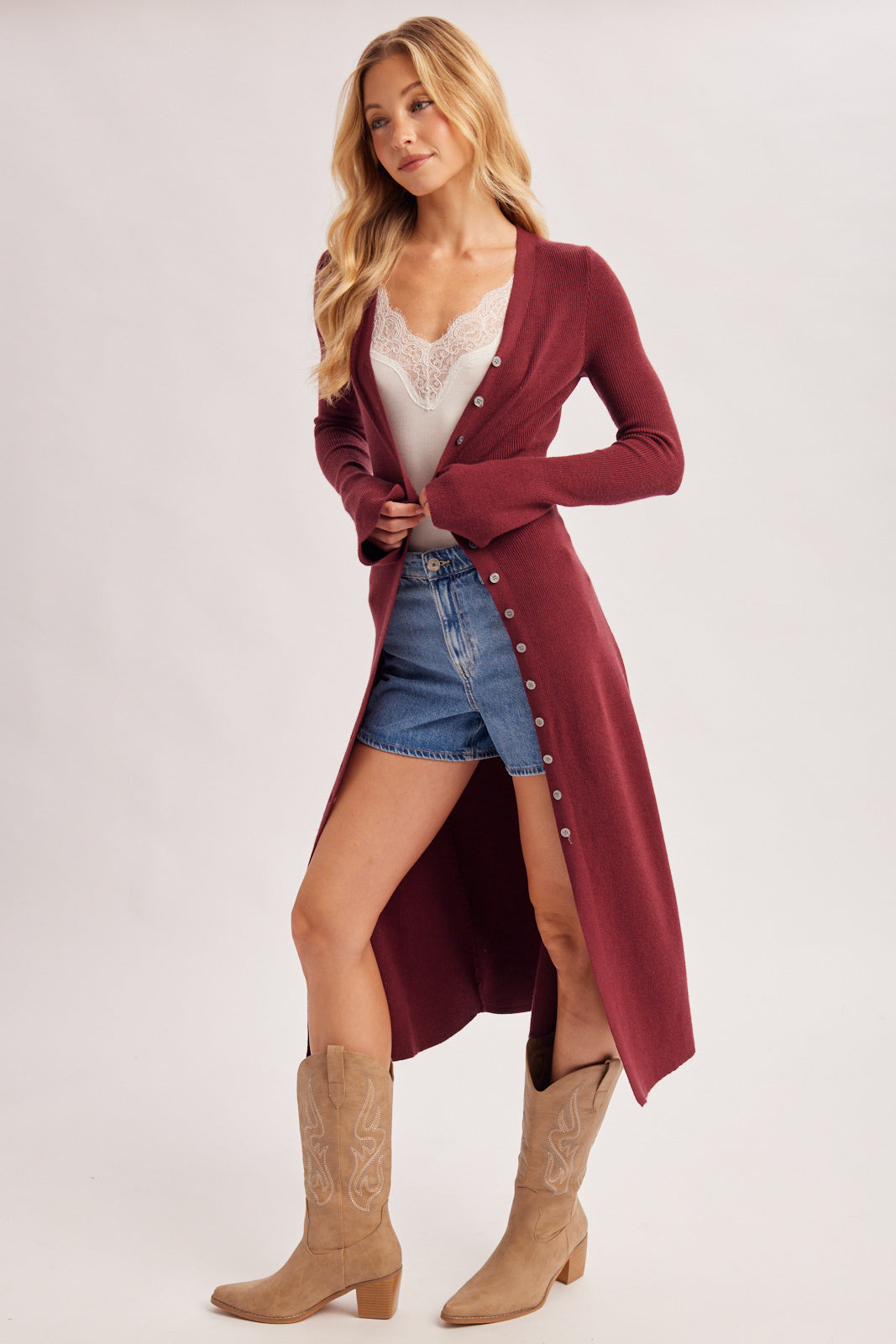 Signature Cardigan Dress ✨(Wine)