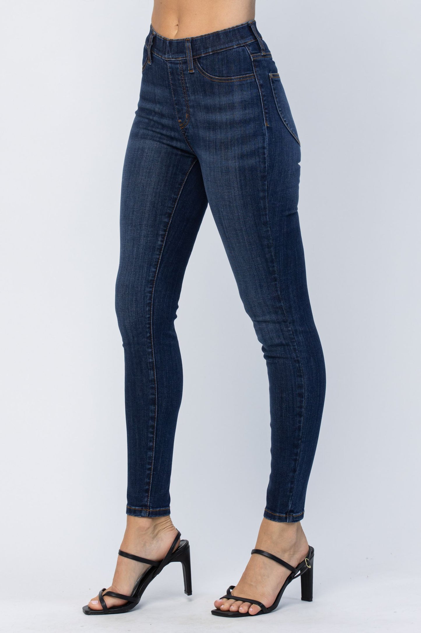 High Waist Patch Pocket Pull-On Skinny Judy Blue
