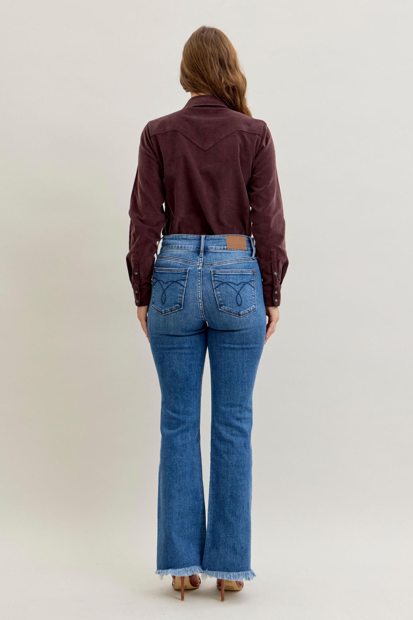 Bootcut Double Button WB & Fray Hem Judy Blue