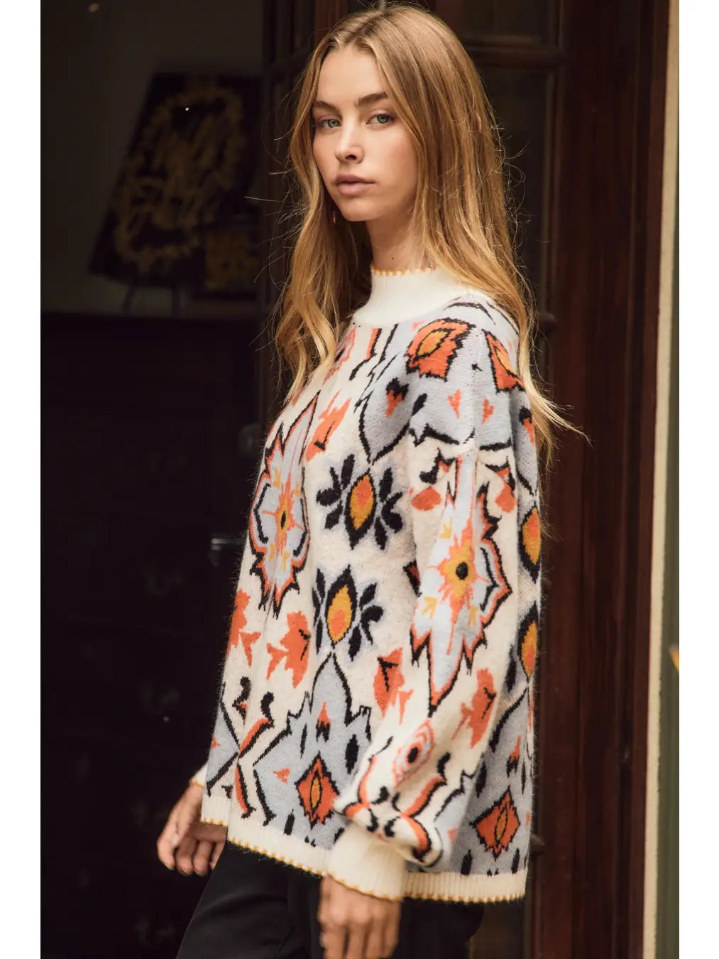Abstract Pattern Soft Knit Sweater 🧡