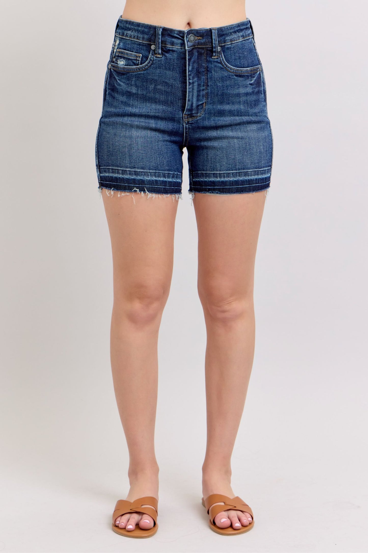 Tummy Control Destroy Release Hem Judy Blue Shorts