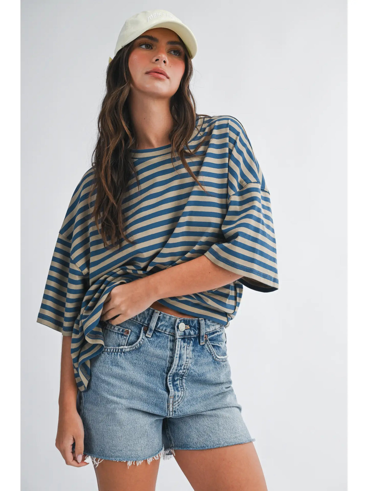 Oversized Stripe Boyfriend Tee 💙🤎