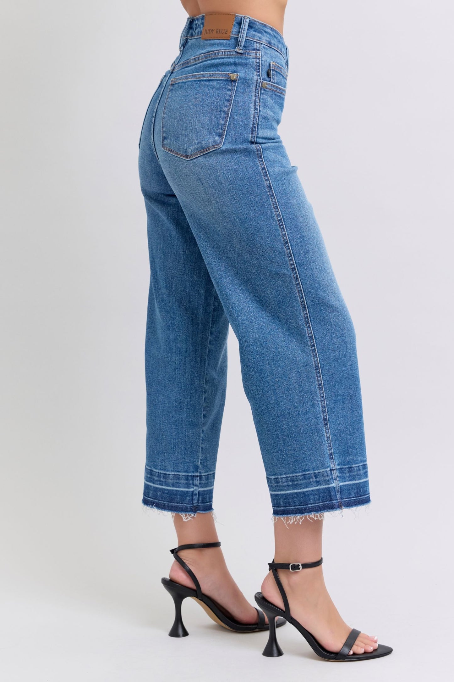 Tummy Control Release Hem Crop Wide Judy Blue