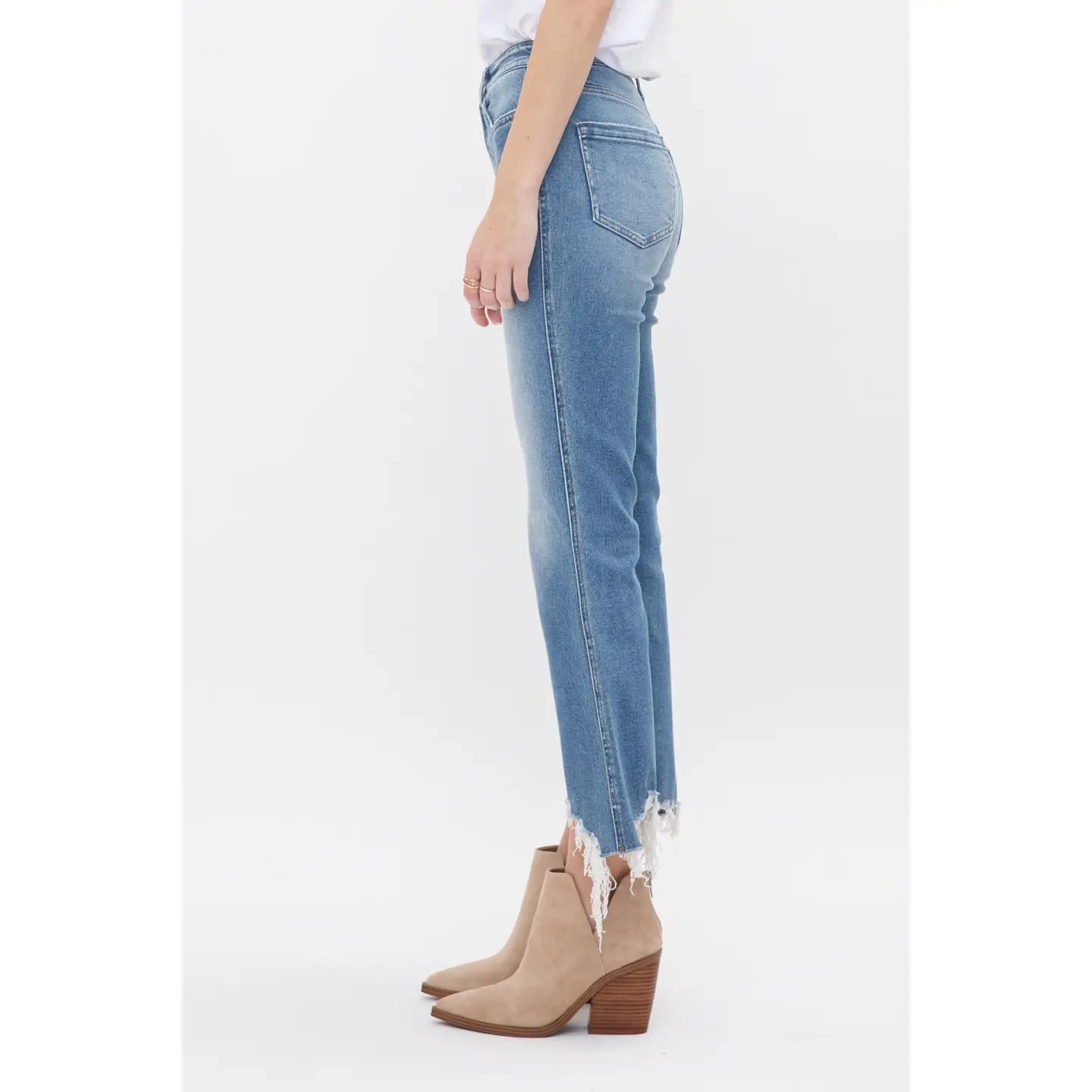Moscato High Rise Crop Flare with Uneven Hem Mica