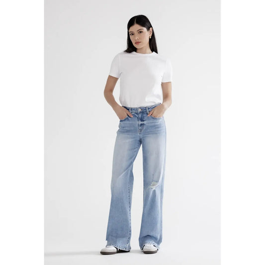 Mica High Rise Wide with Knee Distressed