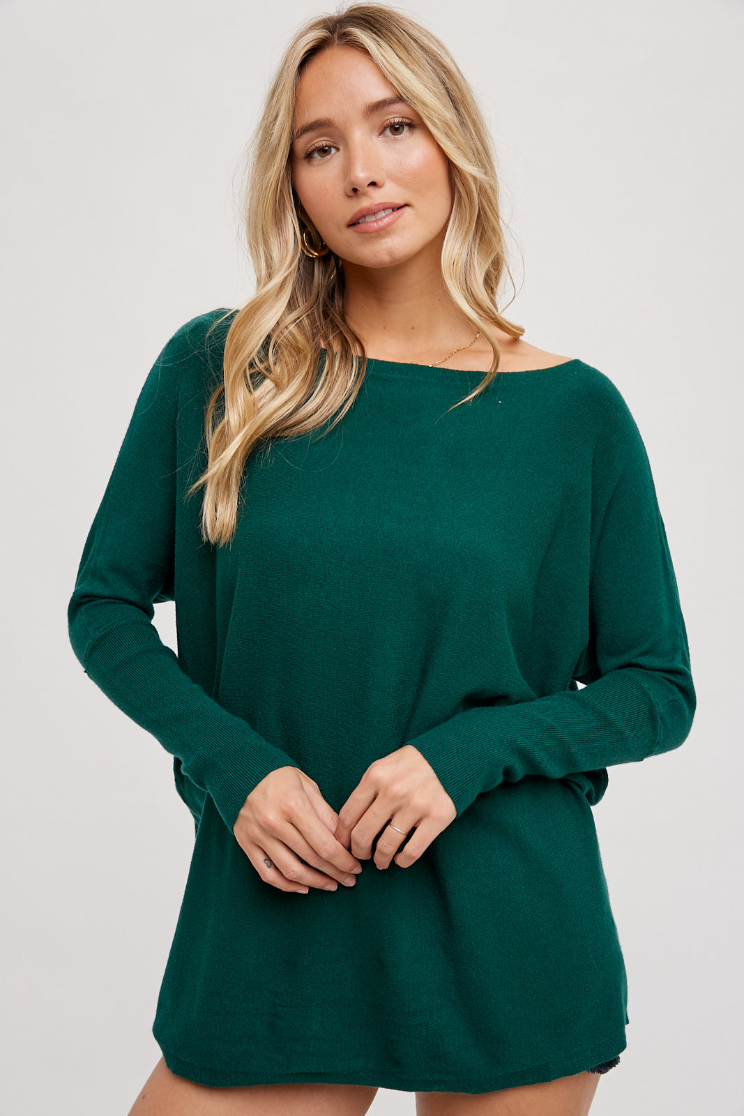 Flowy Boatneck Dolman Tunic 💚