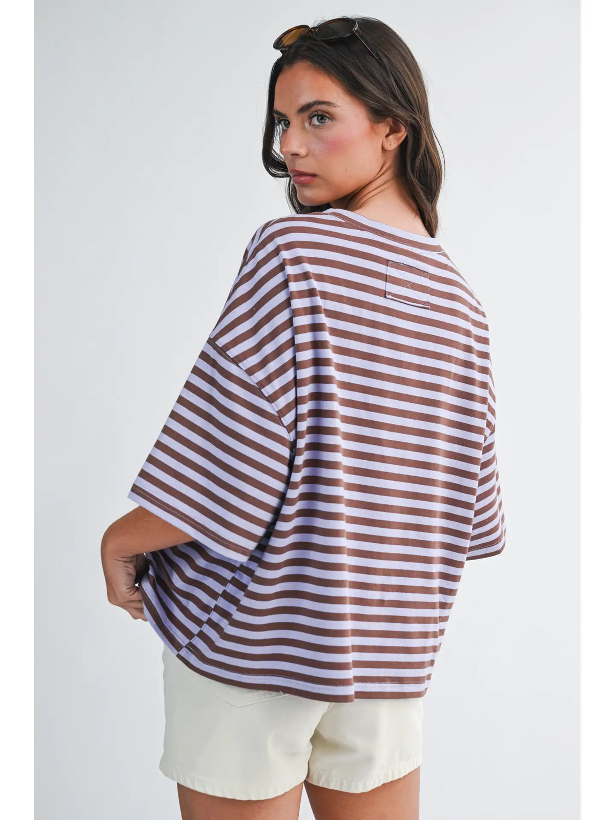 Oversized Stripe Boyfriend Tee 💜🤎