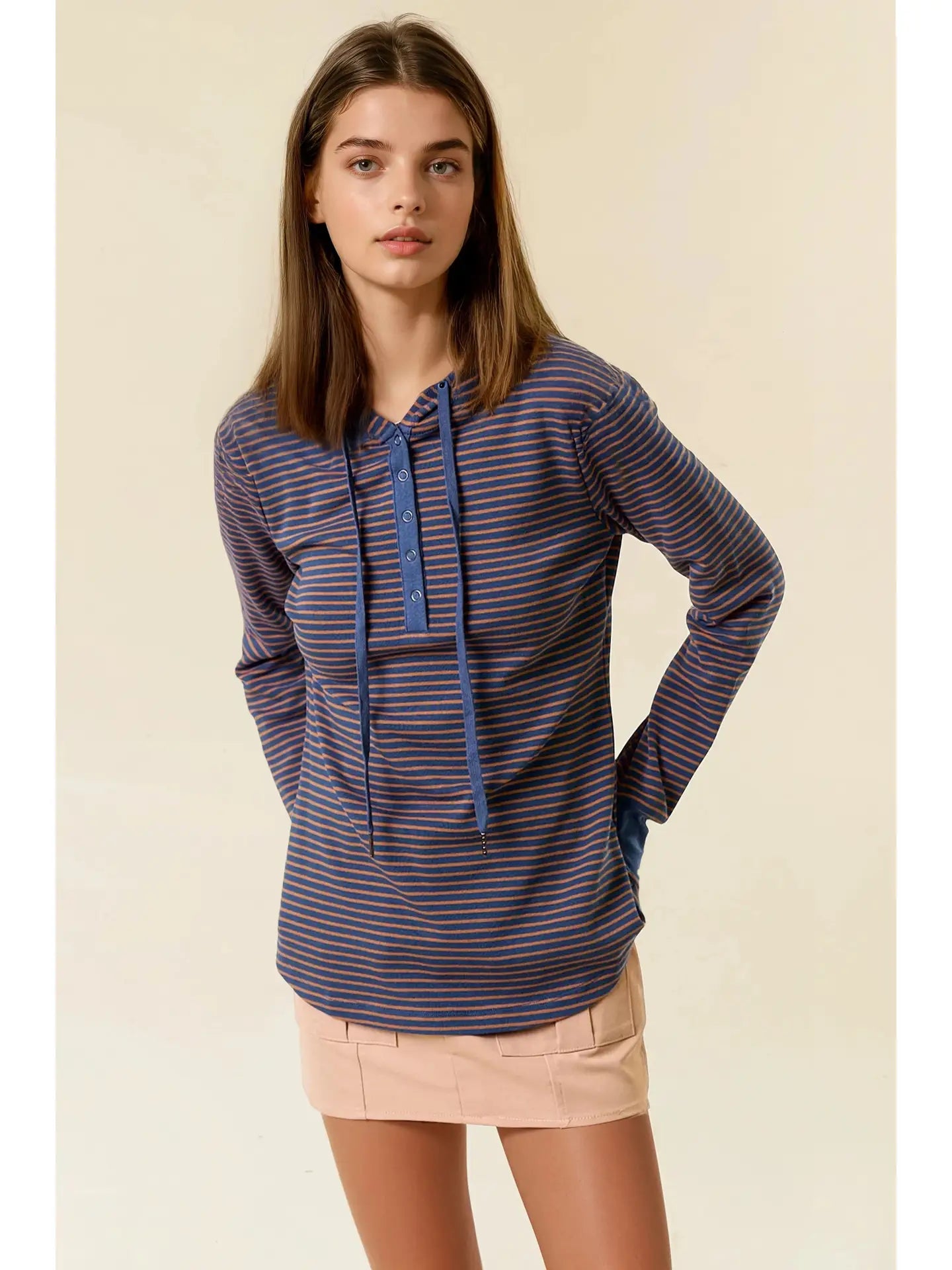 Henley Ribbed Hood Top (Teal) ✨