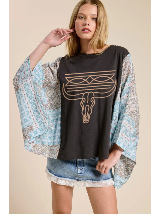Cowboy Stitch Sheer Boho Kaftan Top