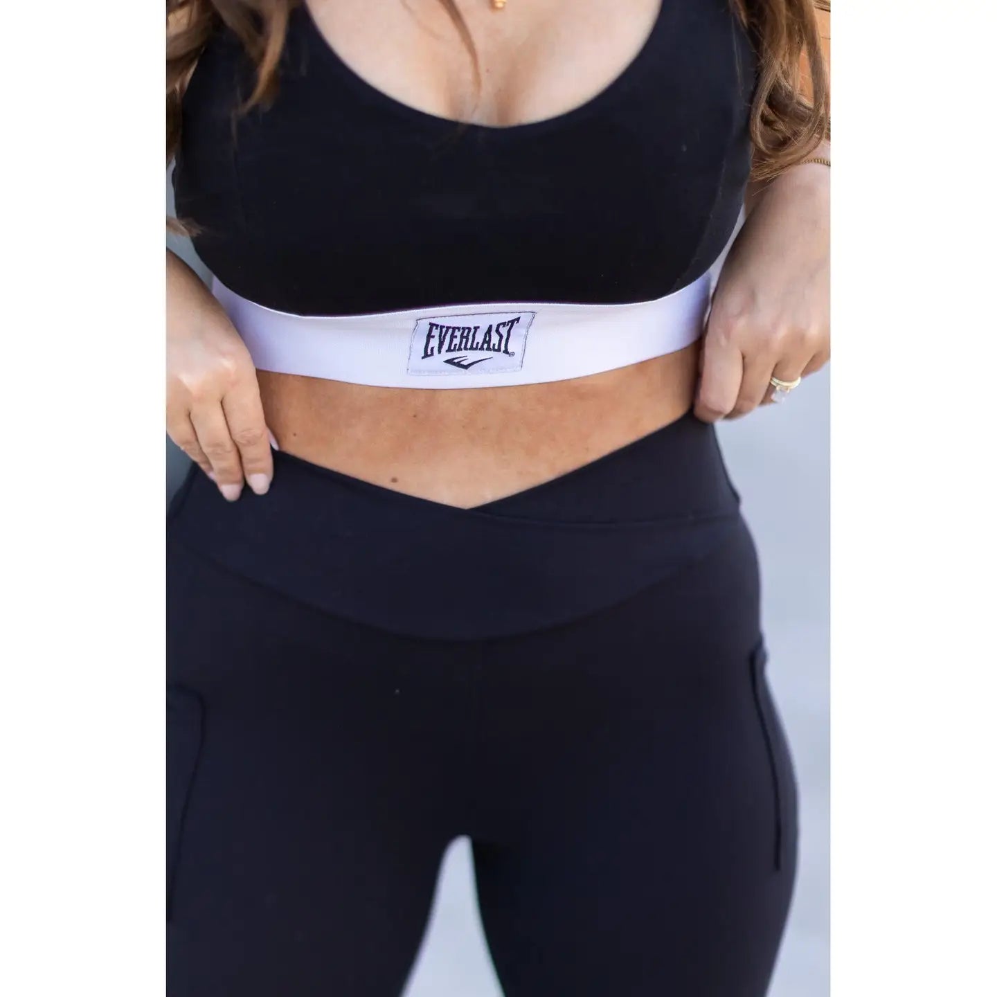 Crossover Black Pocket Full Length Leggings