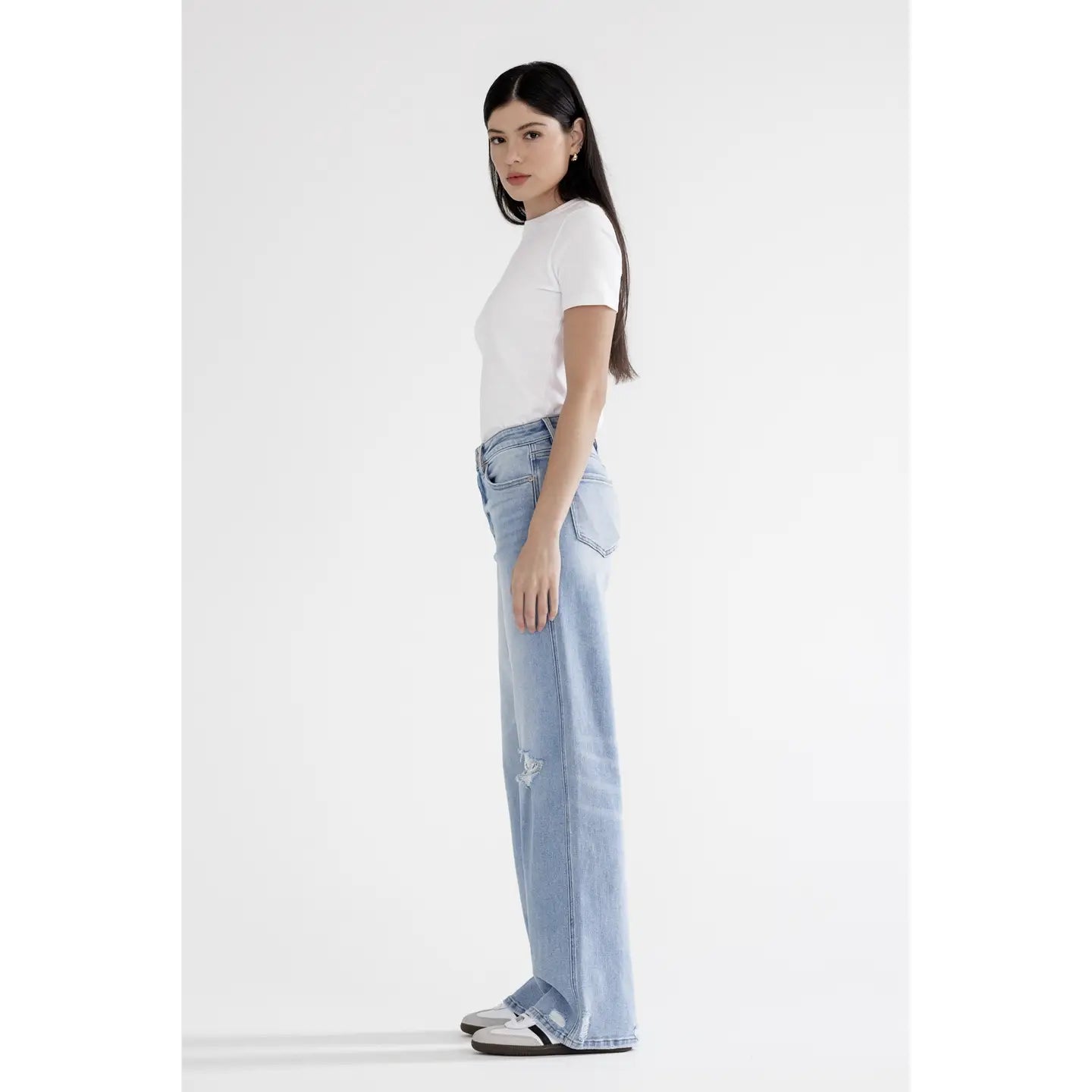 Mica High Rise Wide with Knee Distressed