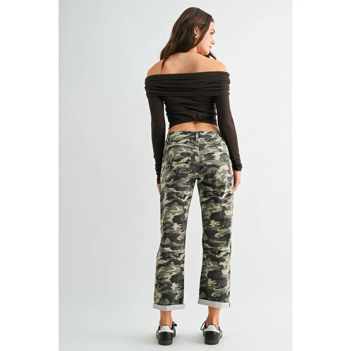 Mid-Rise Boyfriend Crop Camouflage Mica