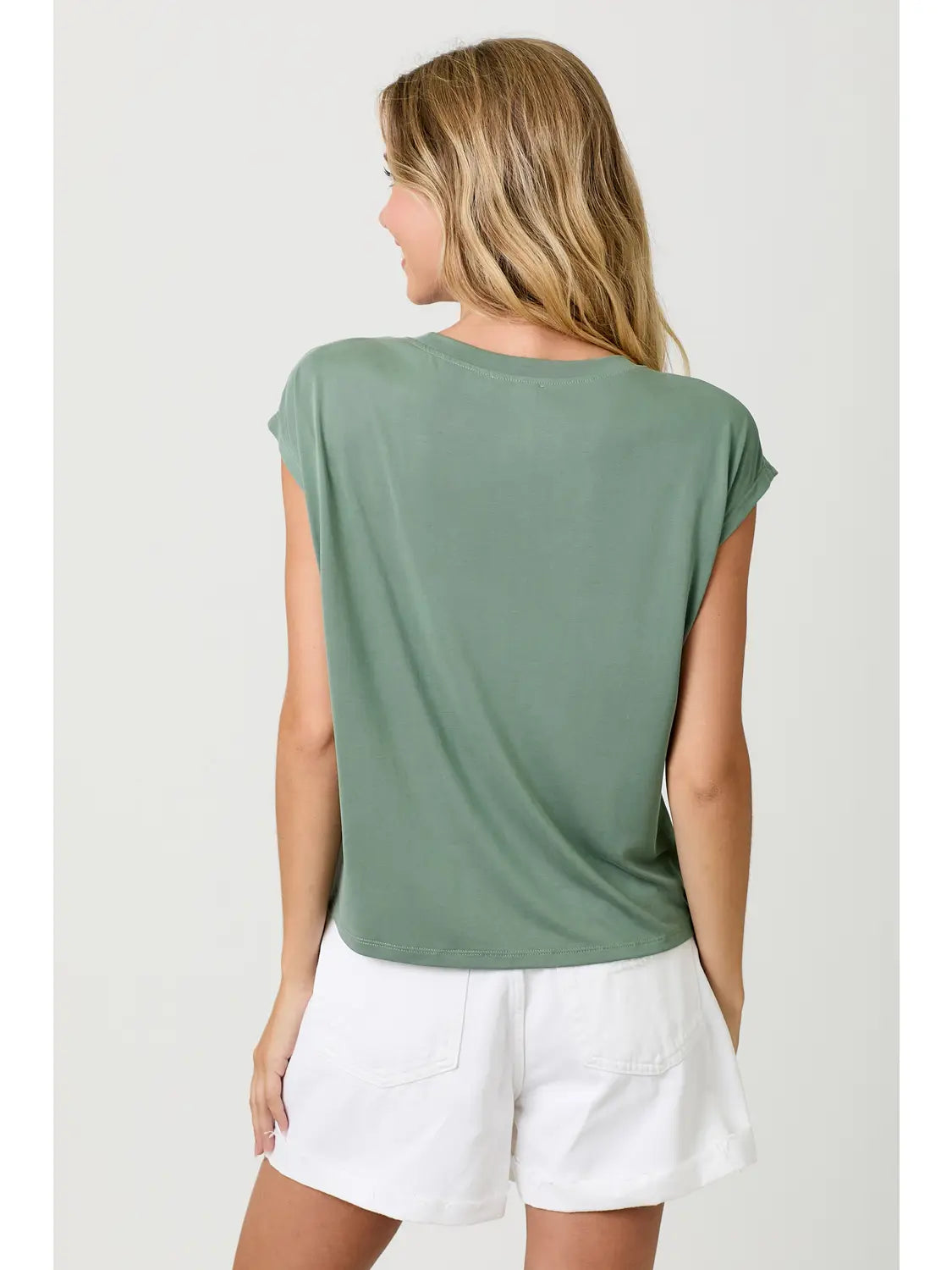 Front Ruche Modal Top (Sage)