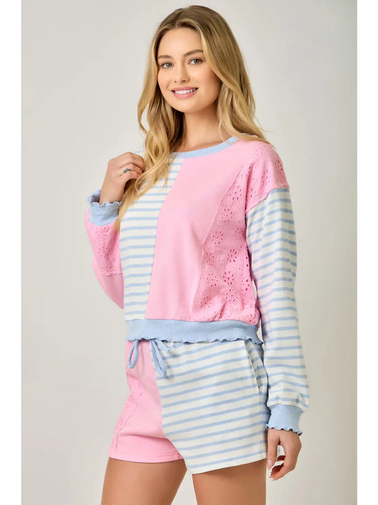 French Terry Color Block Pullover