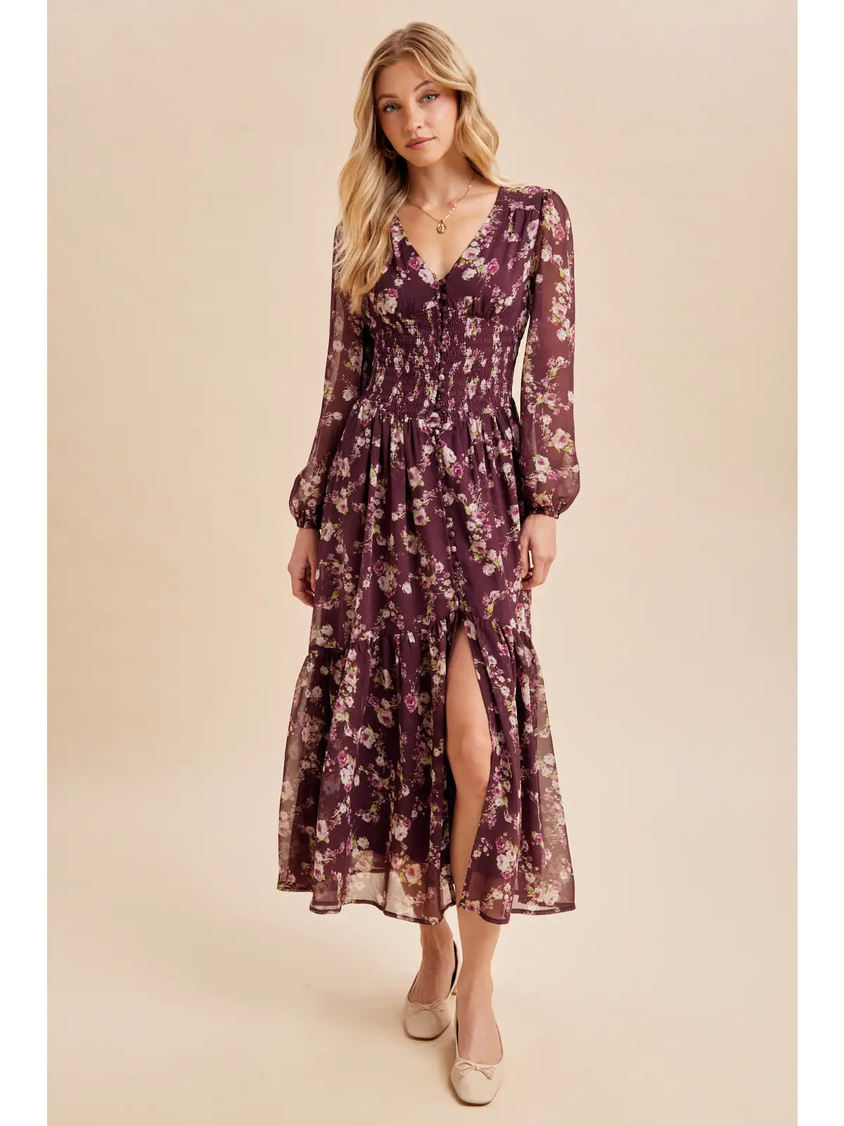 Smocked Floral Maxi Dress