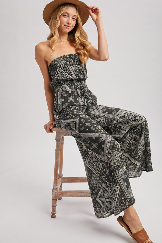 Border Print Jumpsuit
