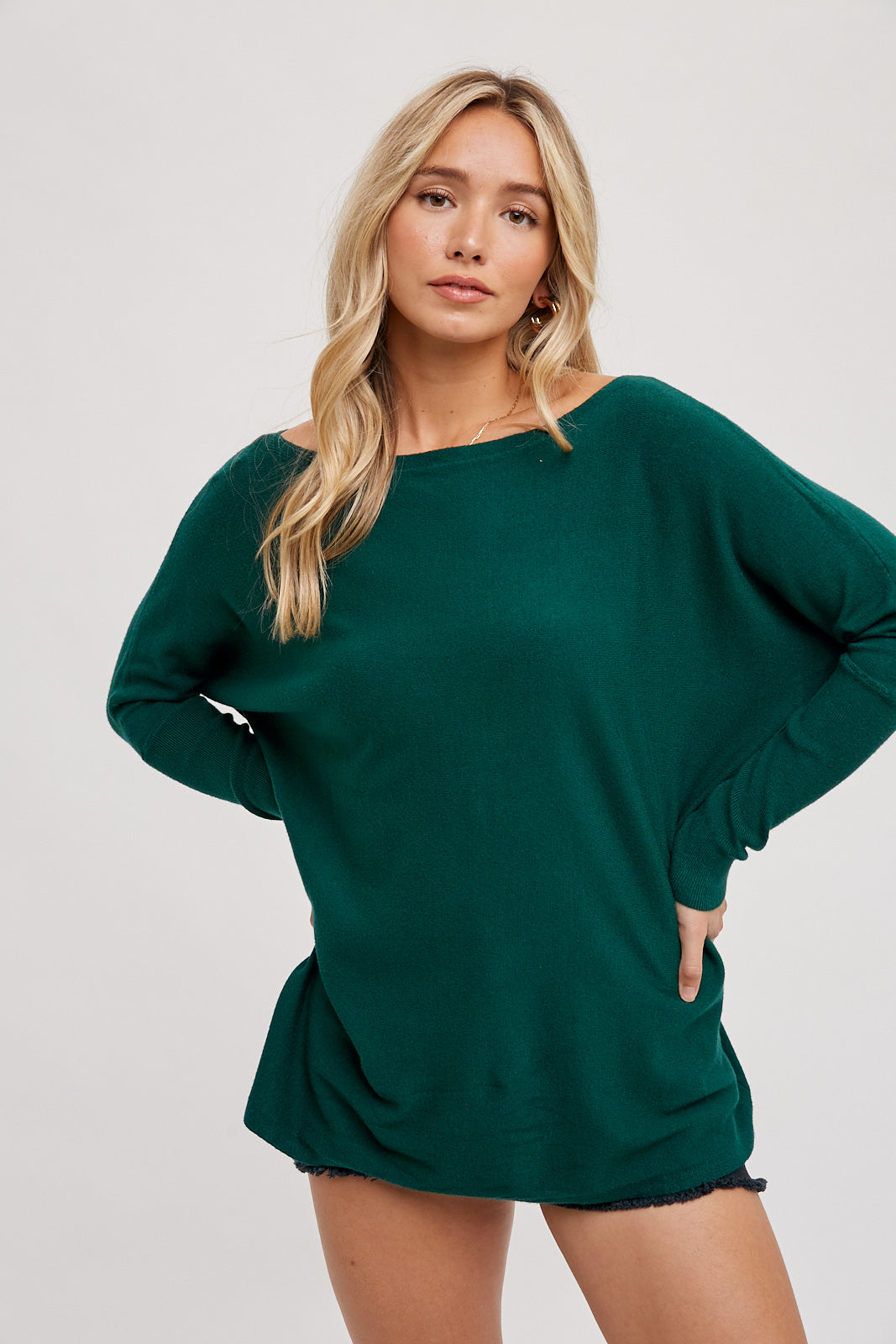 Flowy Boatneck Dolman Tunic 💚