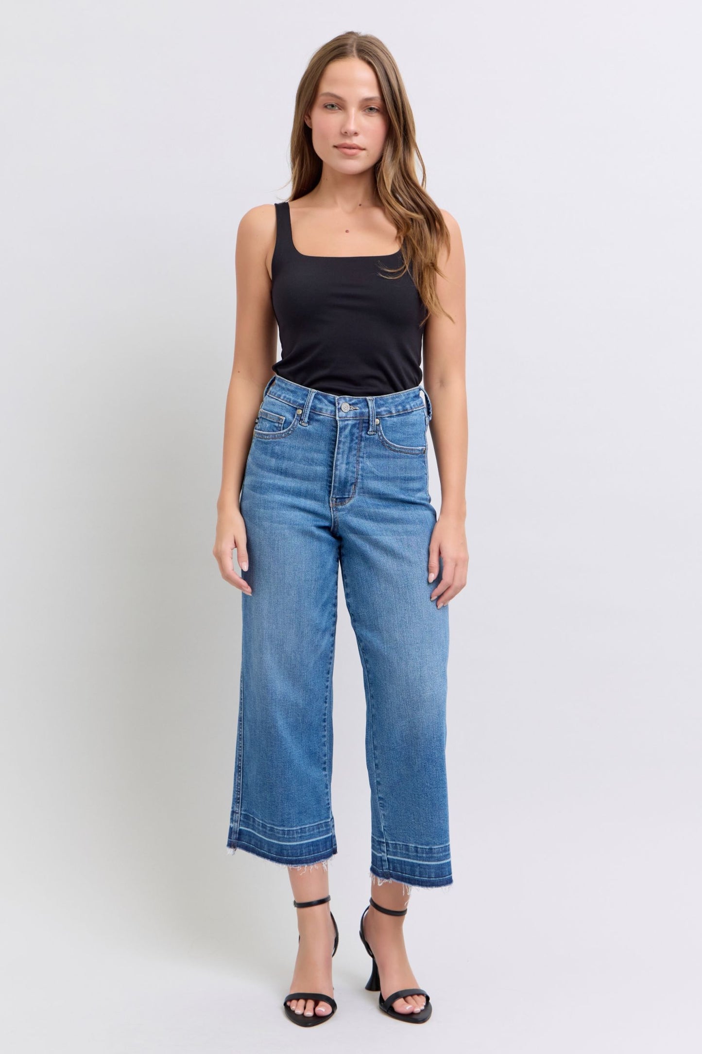 Tummy Control Release Hem Crop Wide Judy Blue