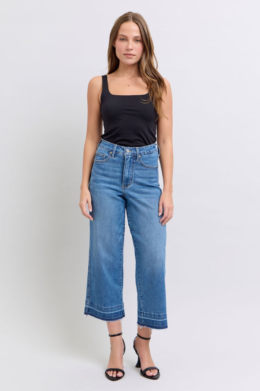 Tummy Control Release Hem Crop Wide Judy Blue