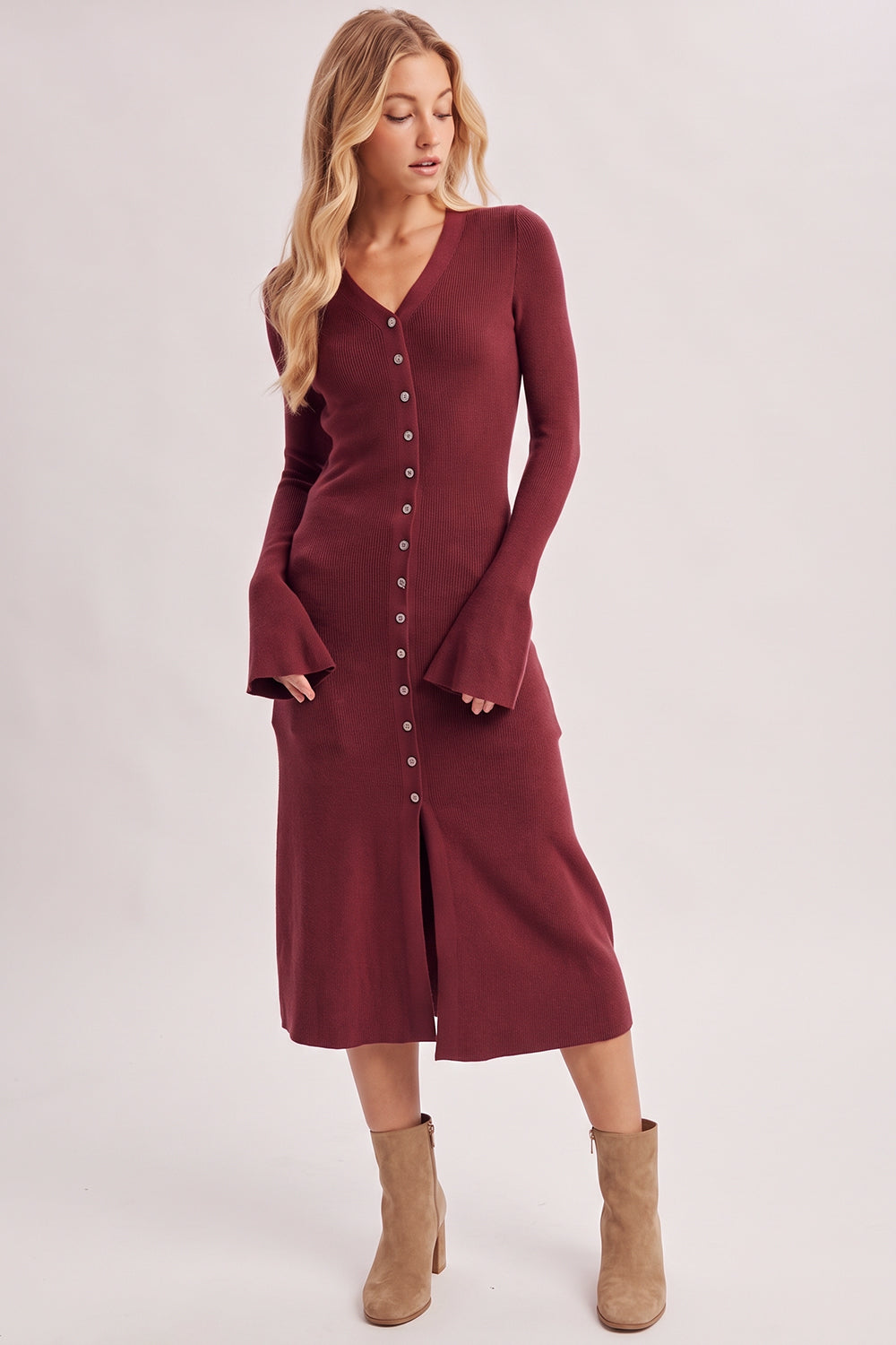 Signature Cardigan Dress ✨(Wine)