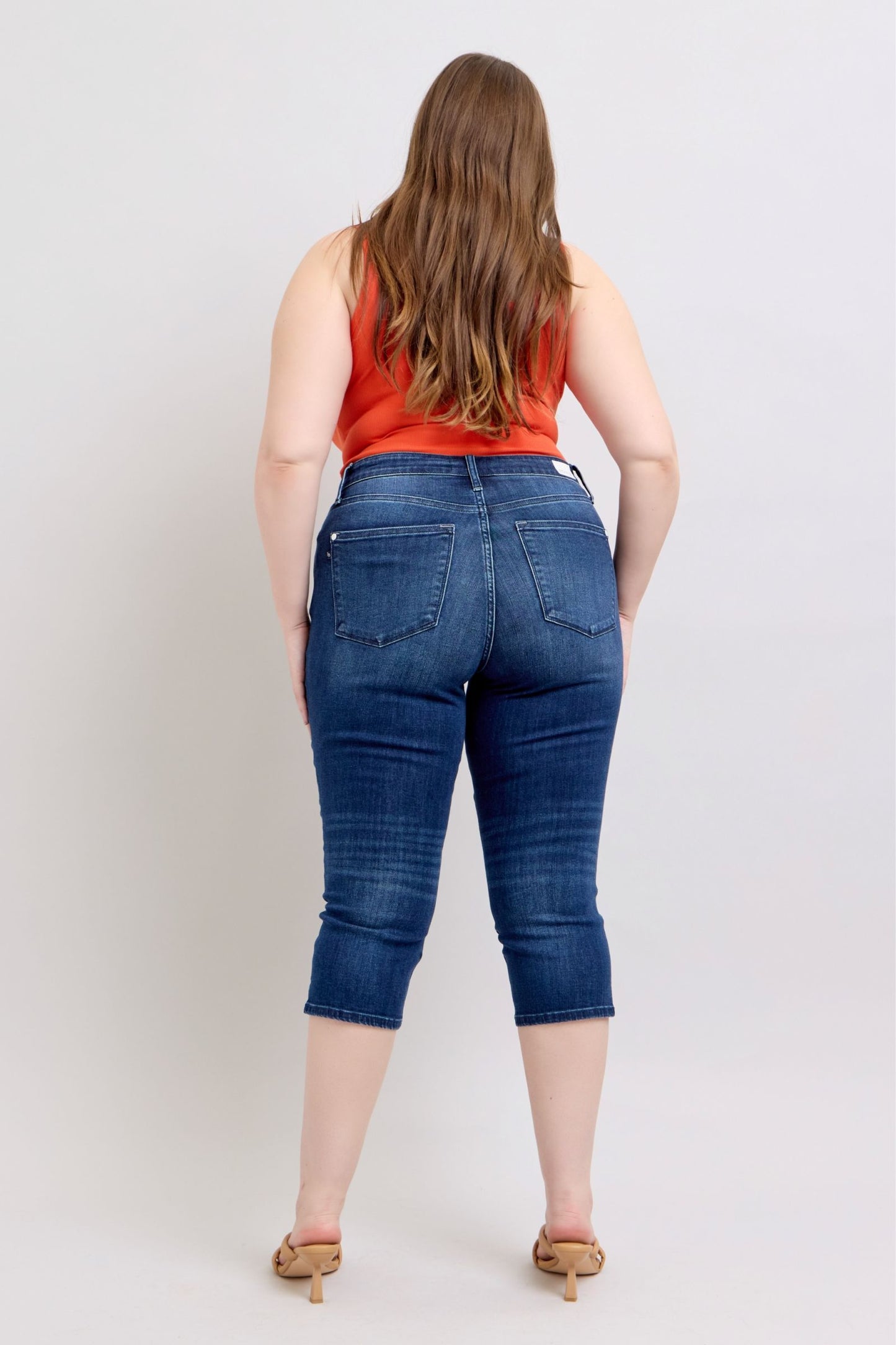 Super Dark Wash Judy Blue Capri Side Slit