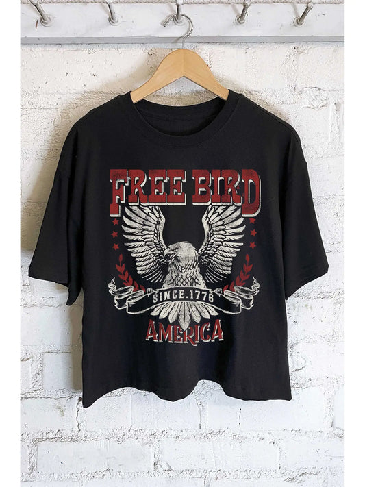 Free Bird America Eagle Graphic Long Crop Top 🖤