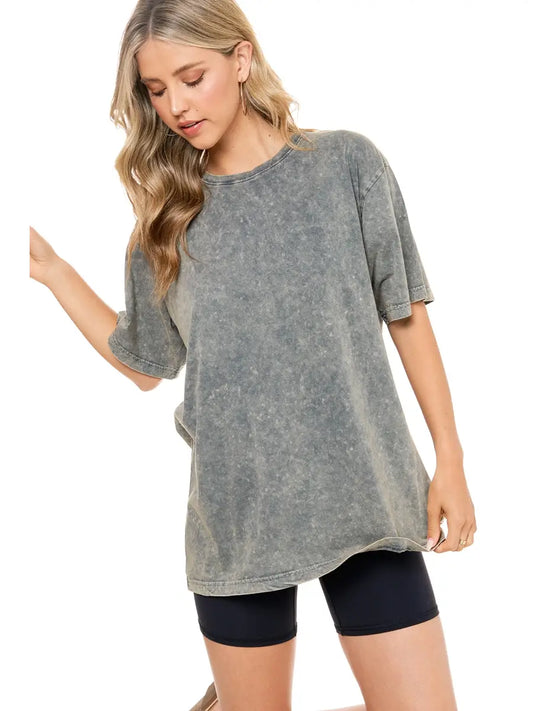 Mineral Washed Boyfriend Fit Tee 🩶