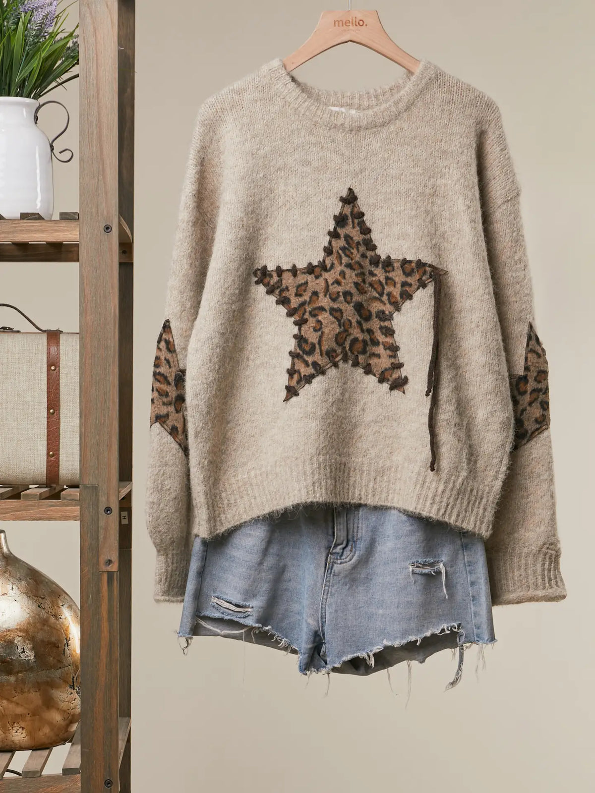 Bold Star Detail Knit Sweater