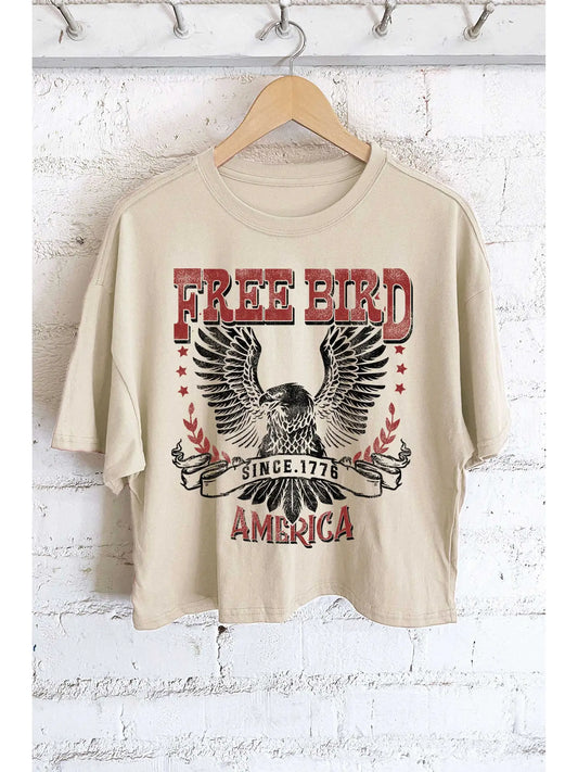 Free Bird America Eagle Graphic Long Crop Top 🤎