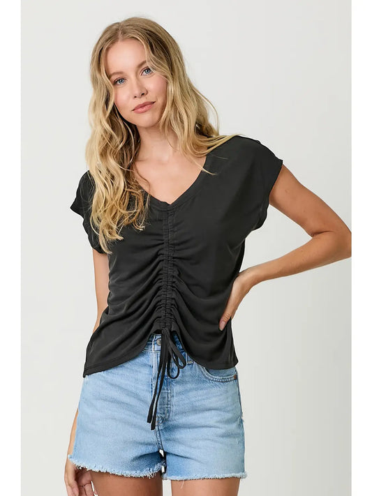 Front Ruche Modal Top (Black)