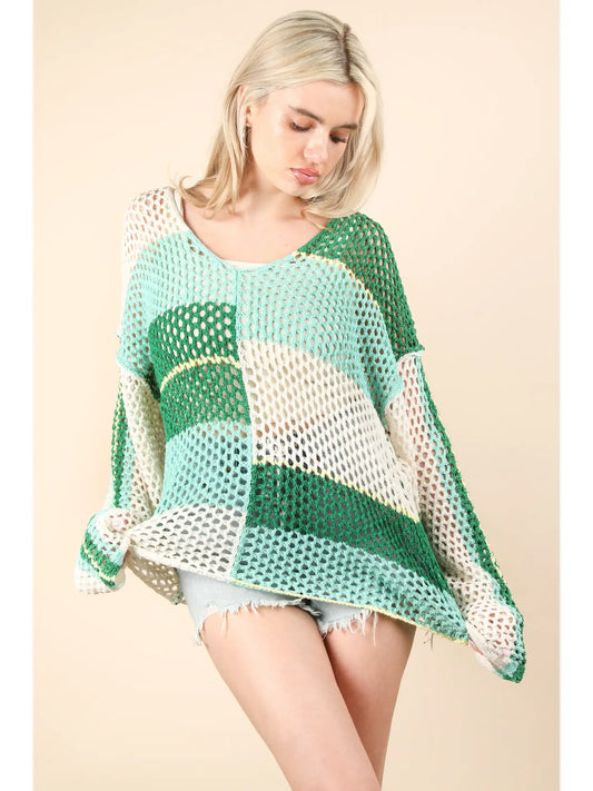 Color Block Oversized Summer Knit Sweater Top 💙
