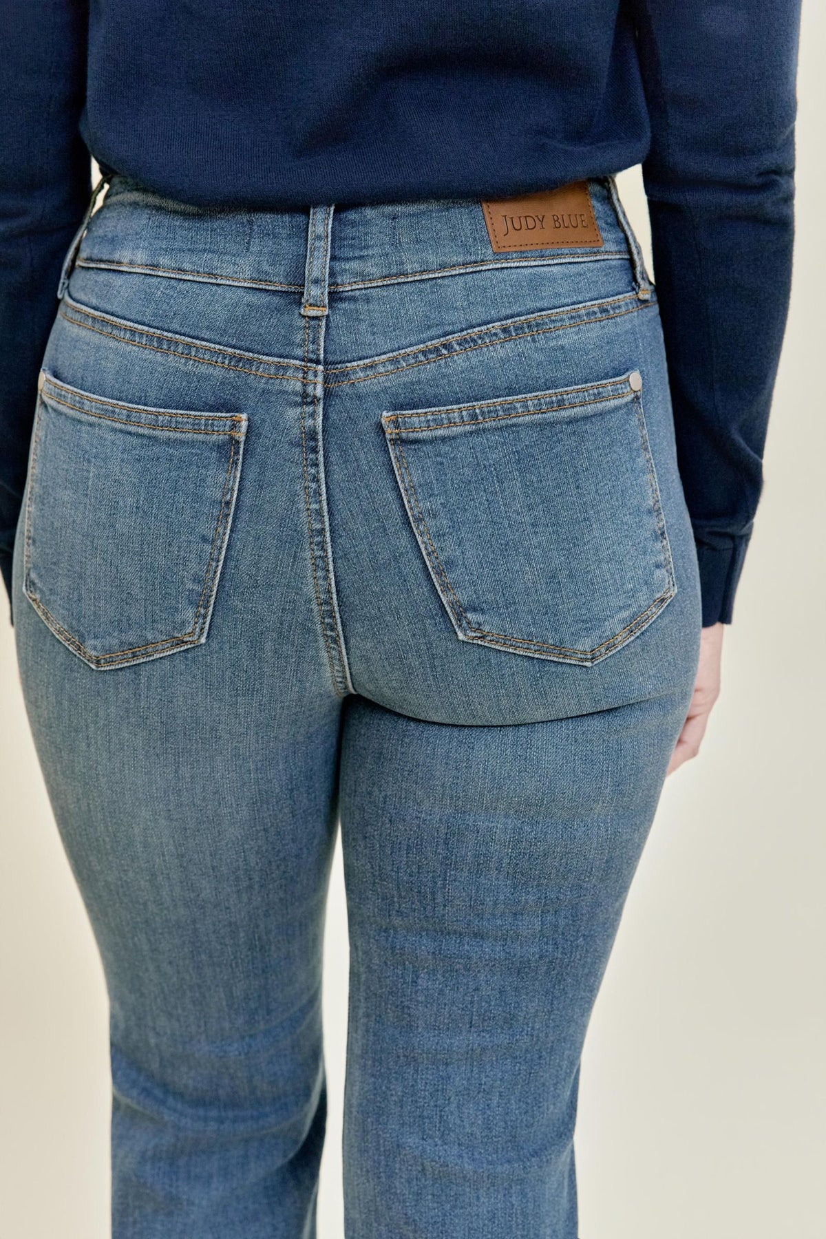 Petite Flare Tummy Control Double Button Judy Blue