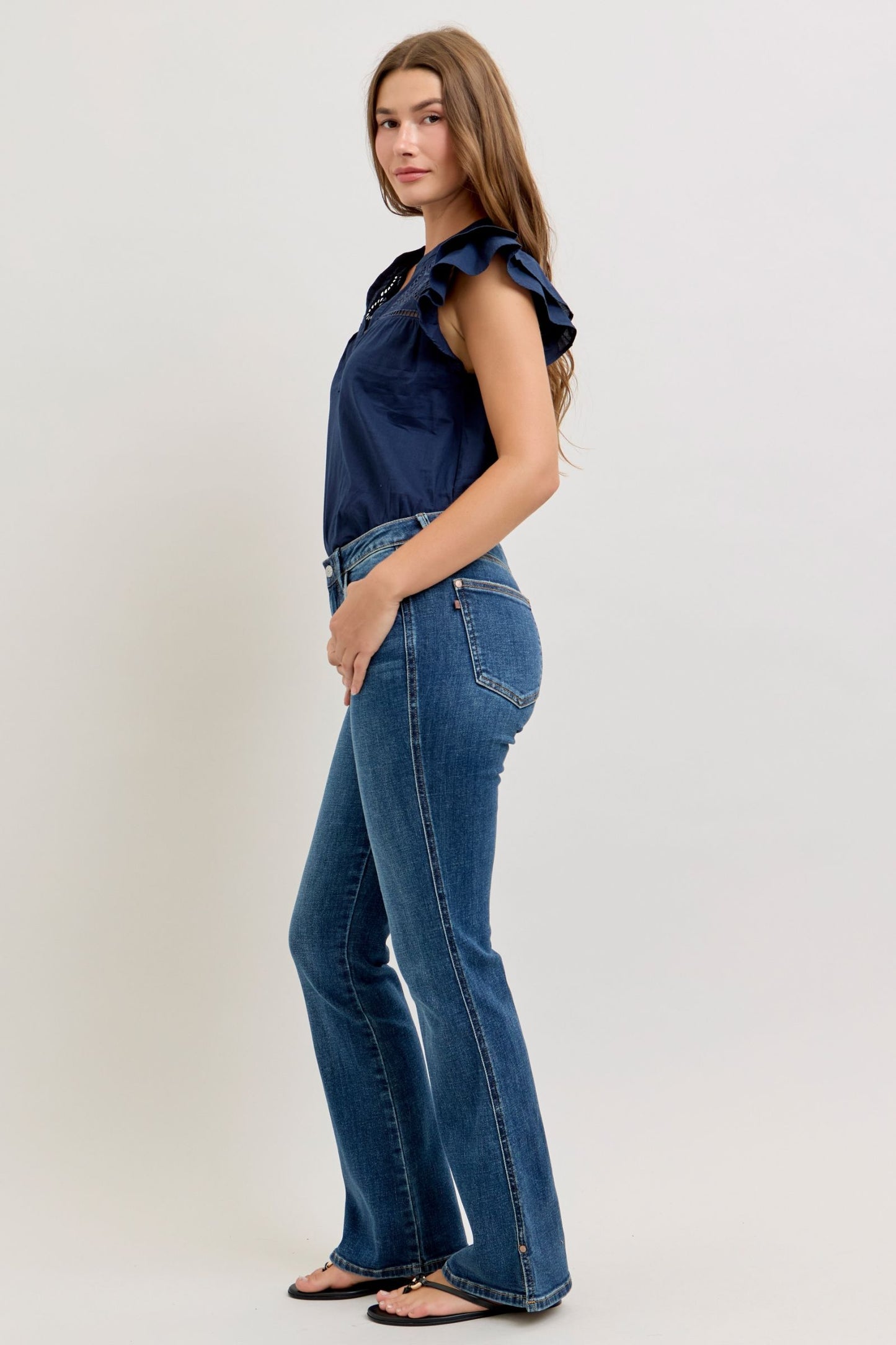 Bootcut Cell Phone Back Pkt & SLIT Judy Blue