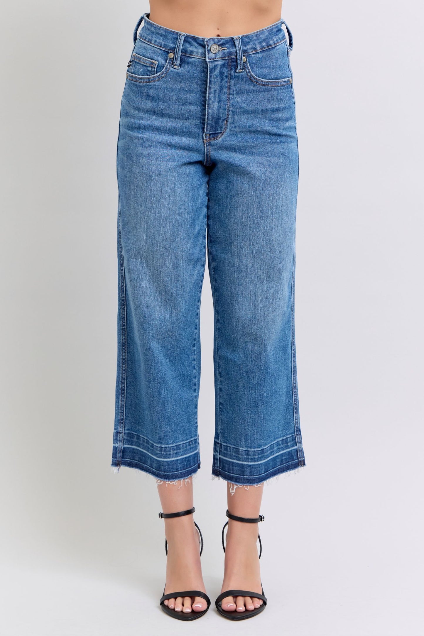 Tummy Control Release Hem Crop Wide Judy Blue