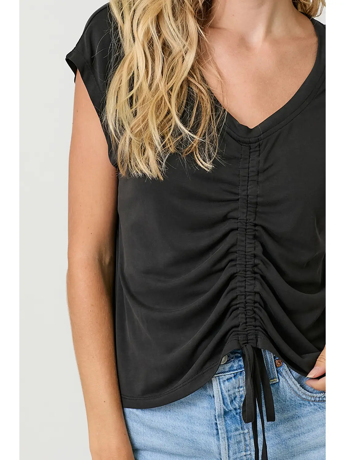 Front Ruche Modal Top (Black)