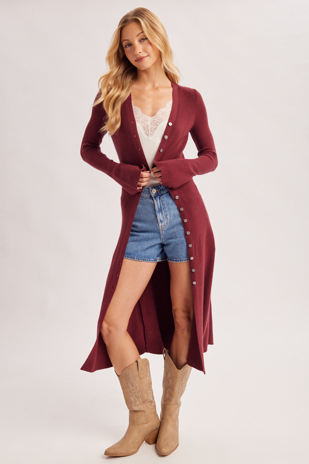 Signature Cardigan Dress ✨(Wine)